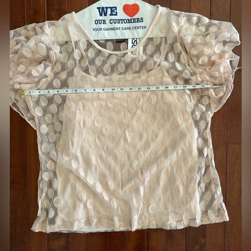 NWT Women's 1X Pink Polka Dot Blouse - Picture 6 of 6